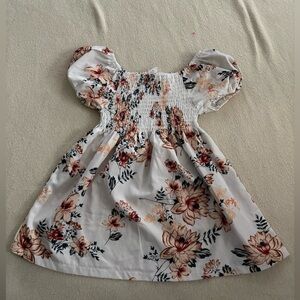 SHEIN White Floral Puff Sleeve Dress